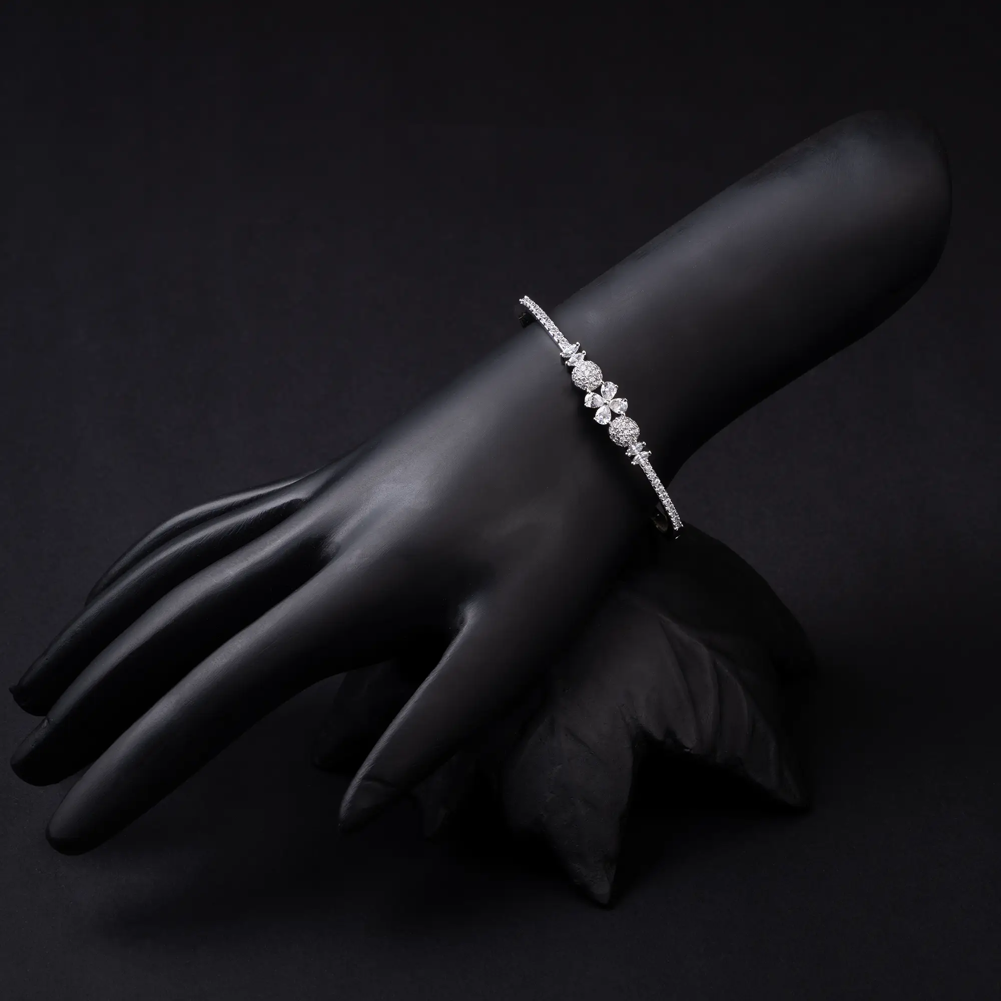 American Diamond Rhodium-Plated Bracelet