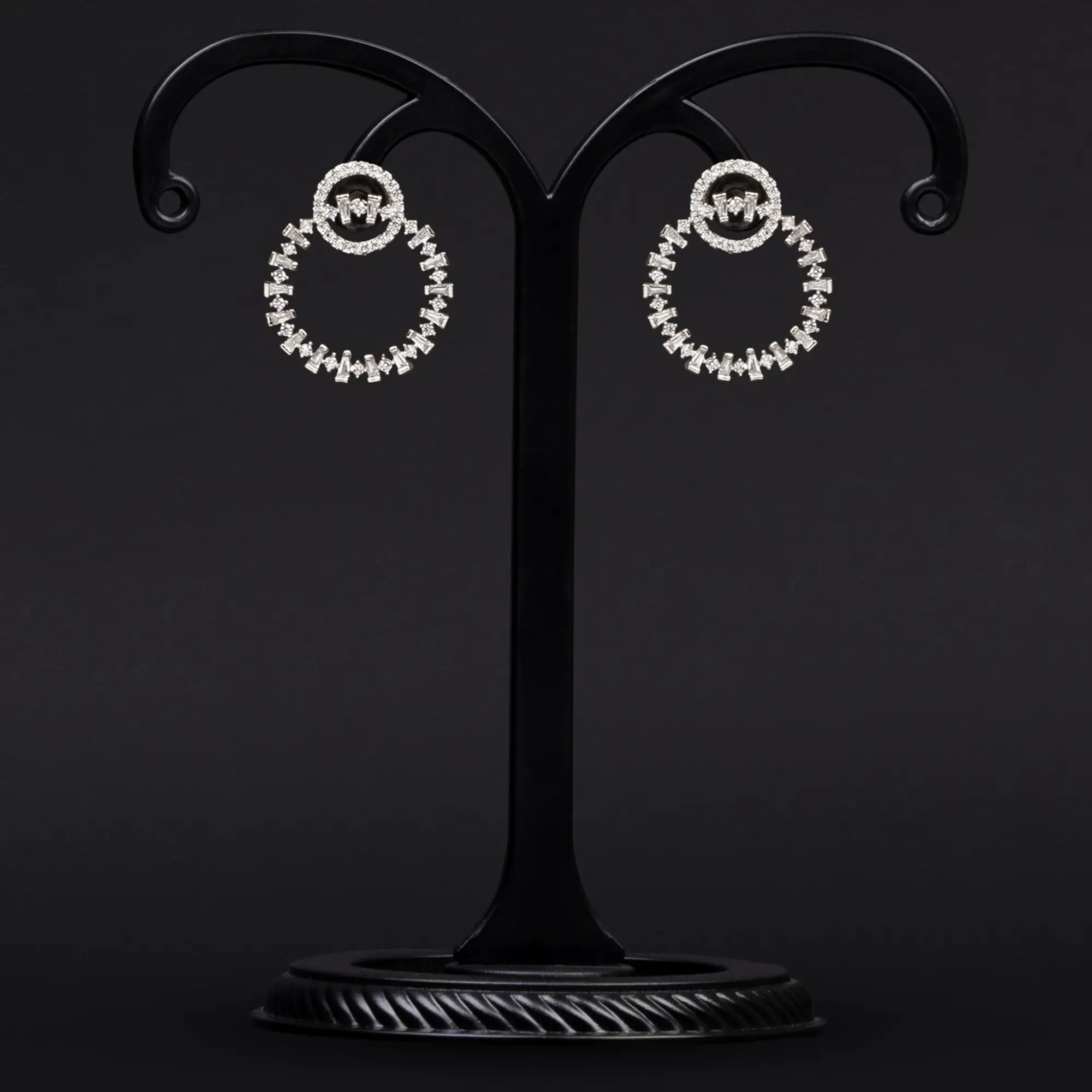 American Diamond Rhodium-Plated Earring