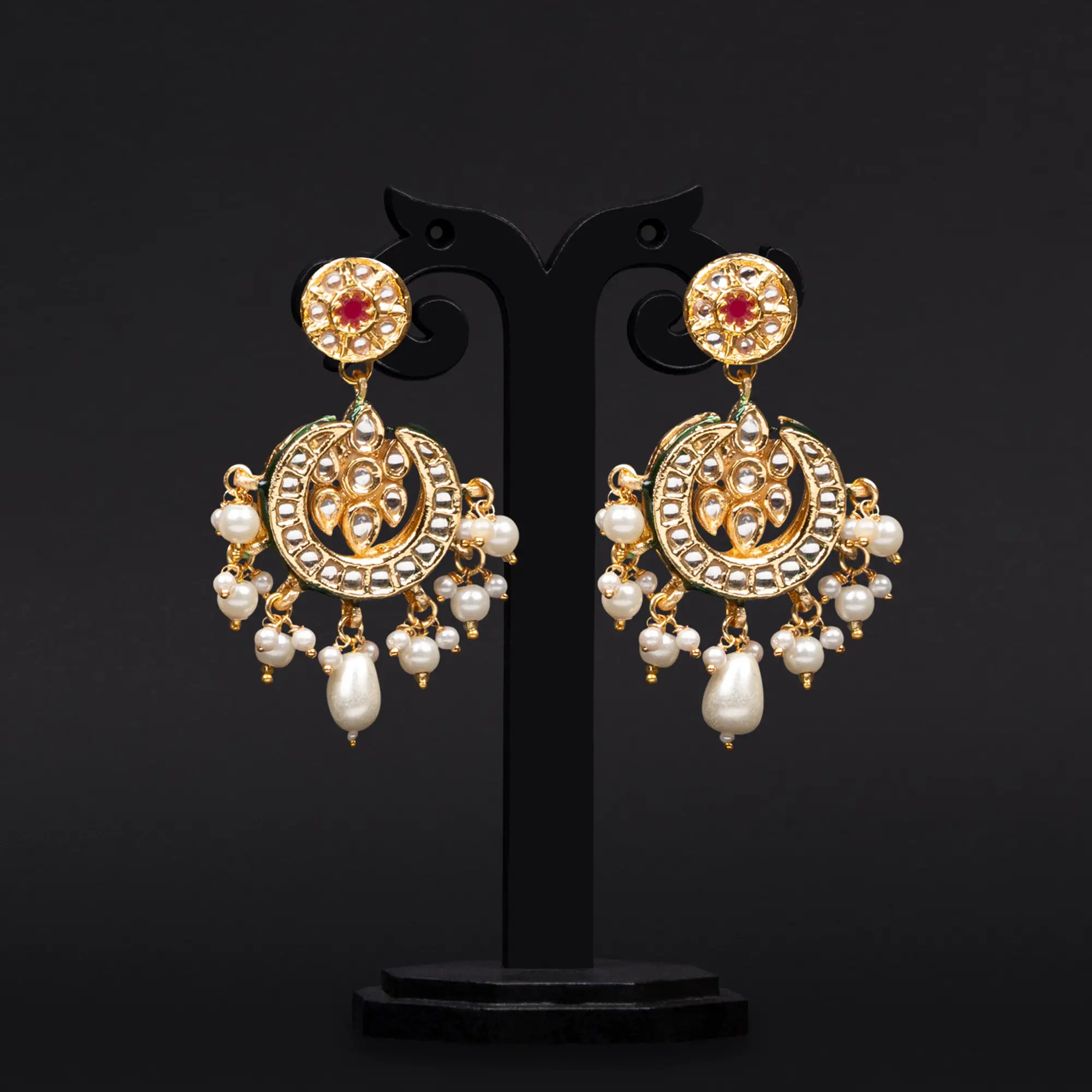 Kundan and Pearl Gold-Plated Earrings